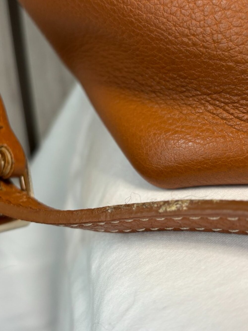 Dooney & Bourke Pebble Leather Large Satchel Tote Crossbody – British Tan/Cognac - Picture 7 of 7